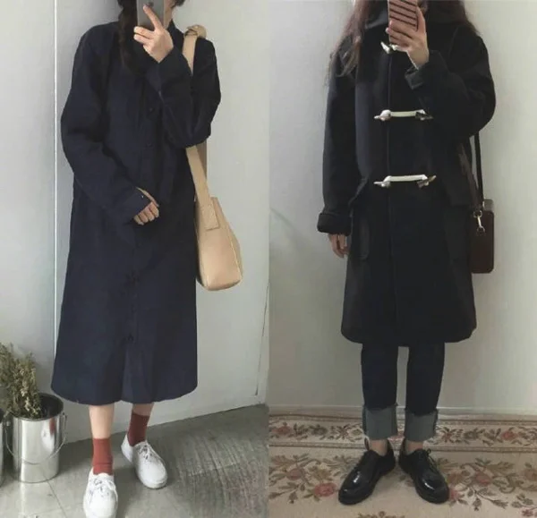深色系秋冬气质搭，小个子女生这样穿很好看