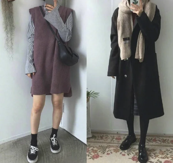 深色系秋冬气质搭，小个子女生这样穿很好看