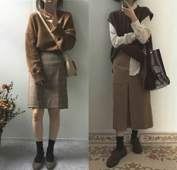 深色系秋冬气质搭，小个子女生这样穿很好看
