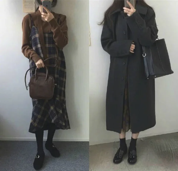 深色系秋冬气质搭，小个子女生这样穿很好看