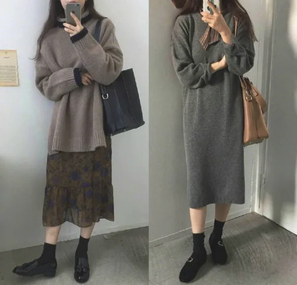 深色系秋冬气质搭，小个子女生这样穿很好看
