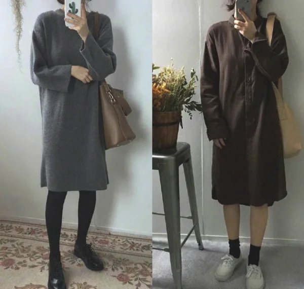 深色系秋冬气质搭，小个子女生这样穿很好看