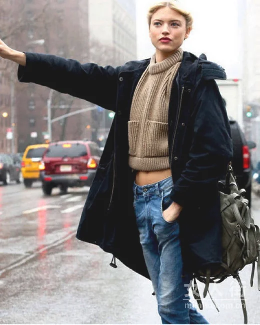 温暖的针织衣,看看时髦人士的搭配
