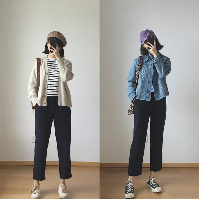 今天穿什么？女生烟管裤秋季显瘦穿搭示范