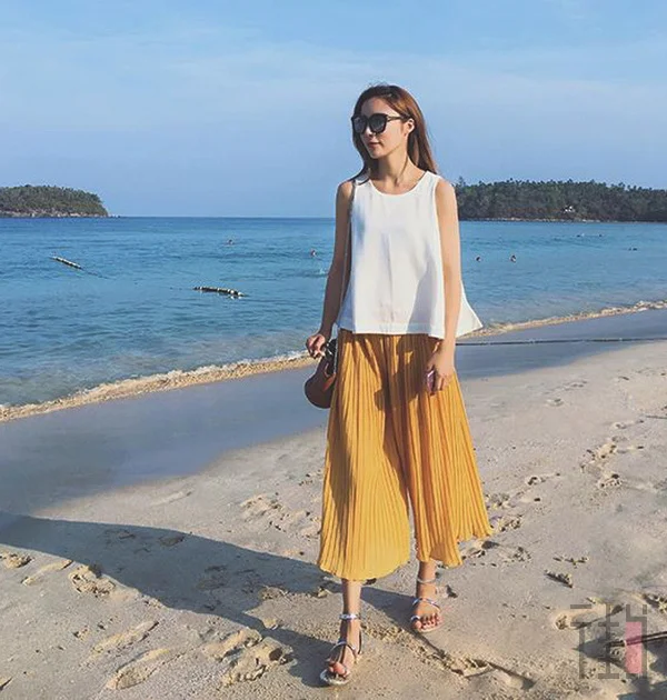 今年春夏的流行，冰淇淋色阔腿裤穿搭