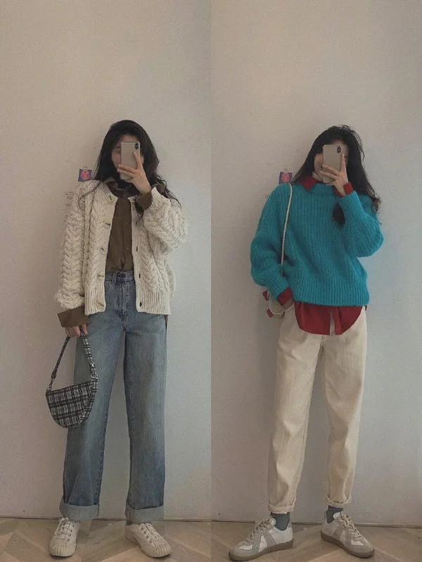 针织控女生秋冬#毛衣叠穿#搭配示范