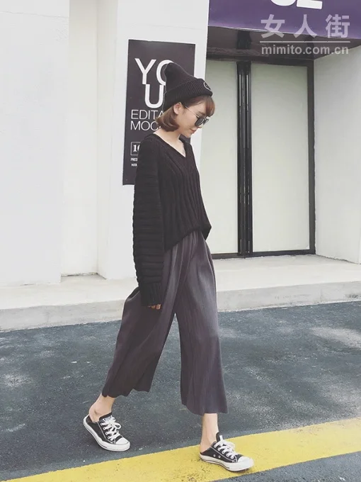 遇上阔腿裤神器，再“low”腿型都美了！