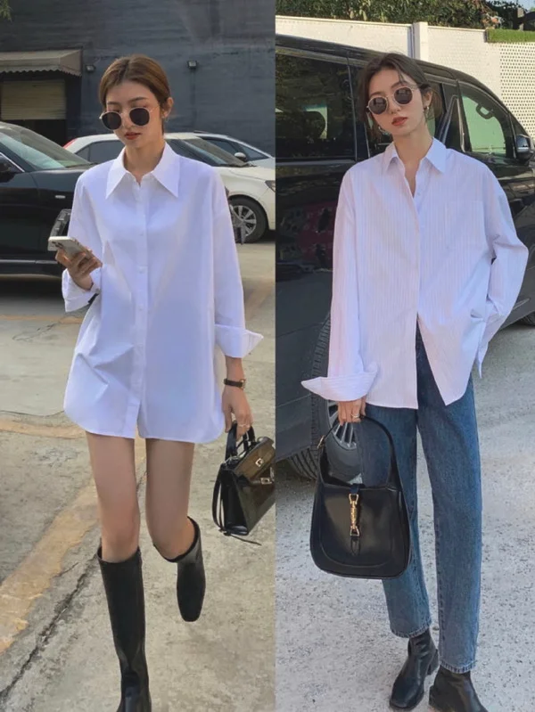 2022初春女生衬衫搭配示范,气质好显腿长!