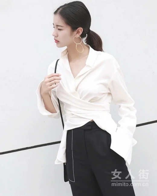 别致衬衣显心机,精致妞从头到尾穿搭