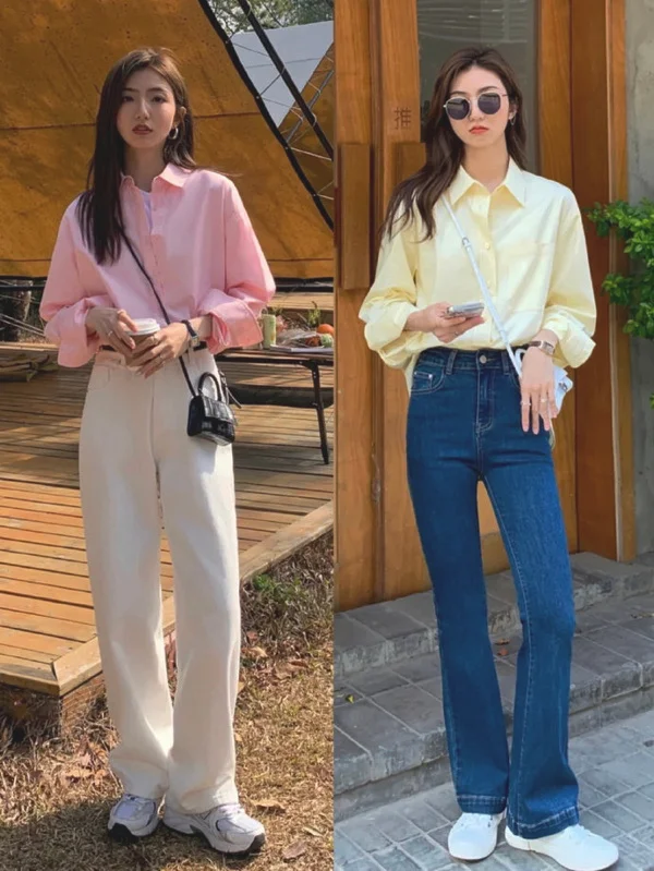 2022初春女生衬衫搭配示范,气质好显腿长!