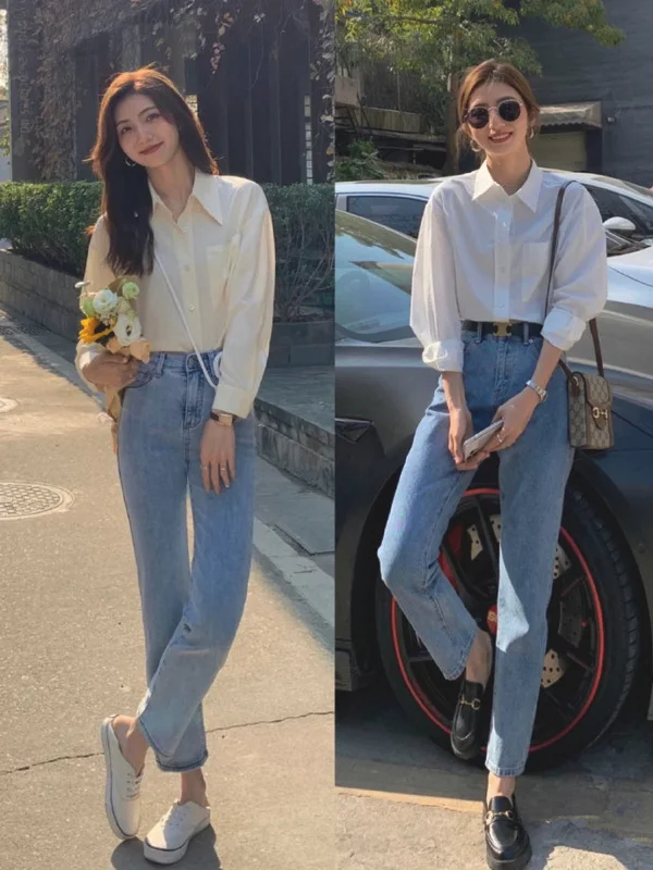 2022初春女生衬衫搭配示范,气质好显腿长!