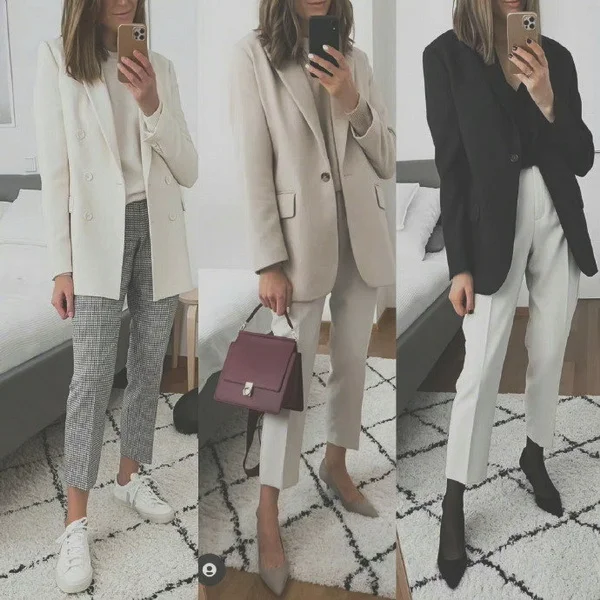 通勤女士早春西装穿搭参考图集