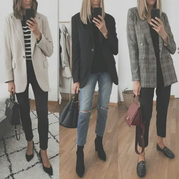 通勤女士早春西装穿搭参考图集