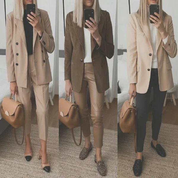 通勤女士早春西装穿搭参考图集