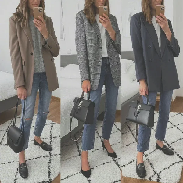 通勤女士早春西装穿搭参考图集