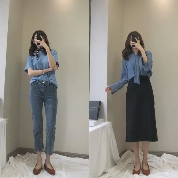 早秋气质女生的通勤风穿搭示范