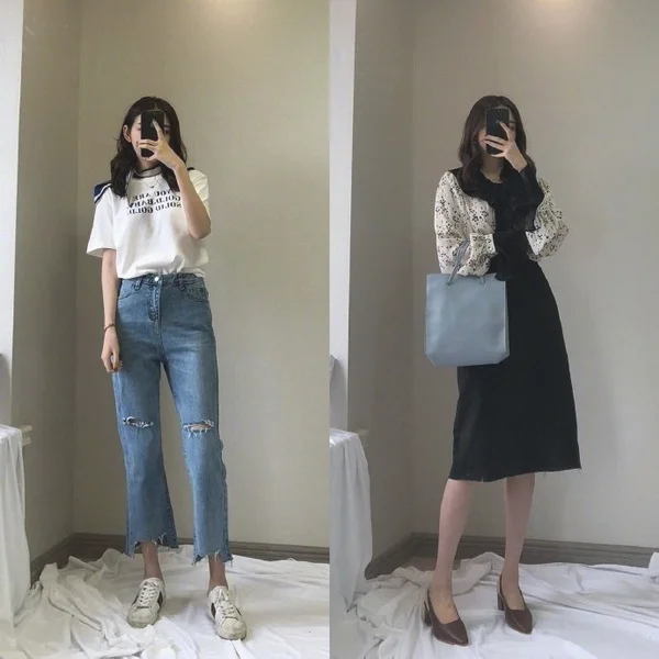 早秋气质女生的通勤风穿搭示范