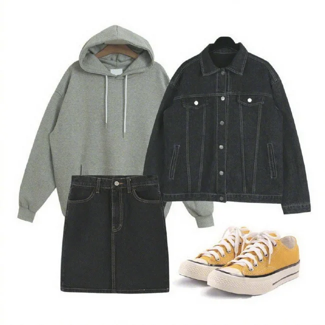 女生秋季穿搭示范:灰色连帽卫衣9种搭配方案