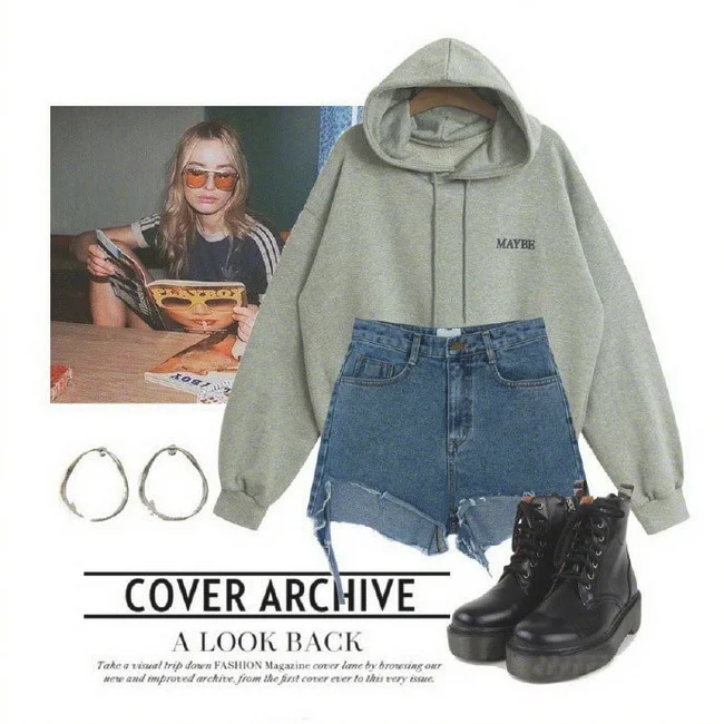 女生秋季穿搭示范:灰色连帽卫衣9种搭配方案