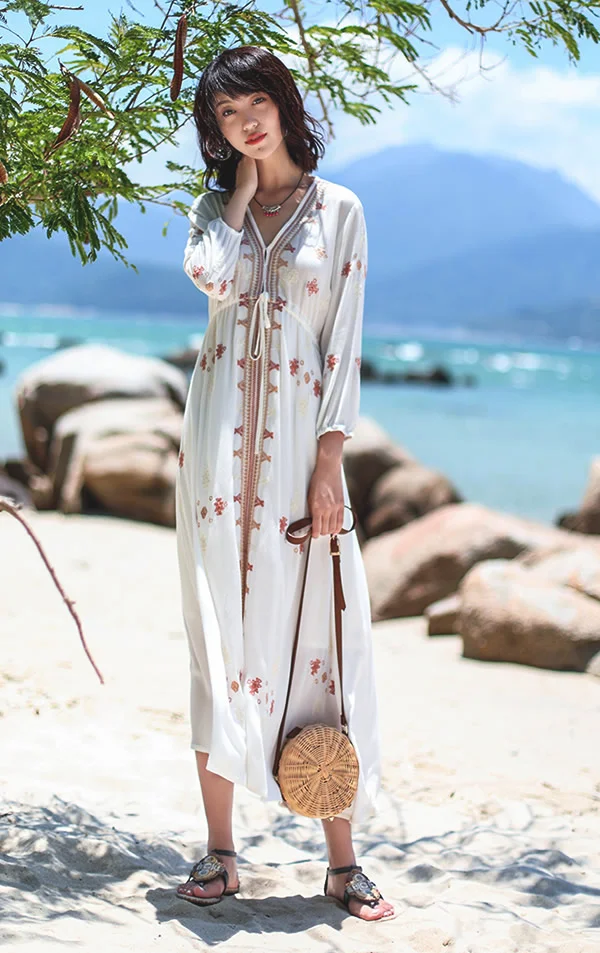 今年火起来搭配，连衣裙+凉拖绝配CP