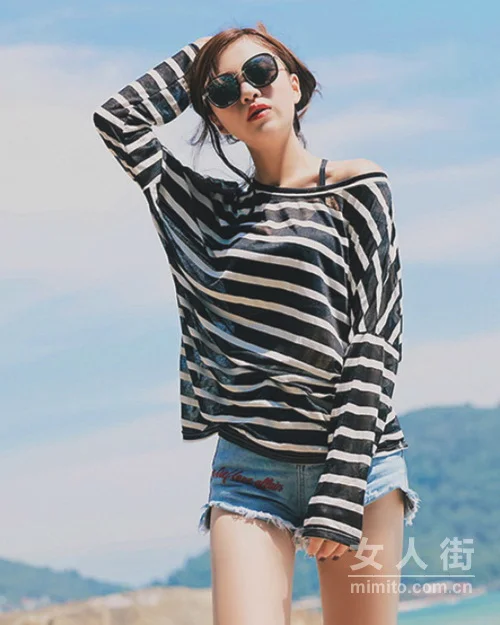 条纹T恤也可以让你变得很软妹