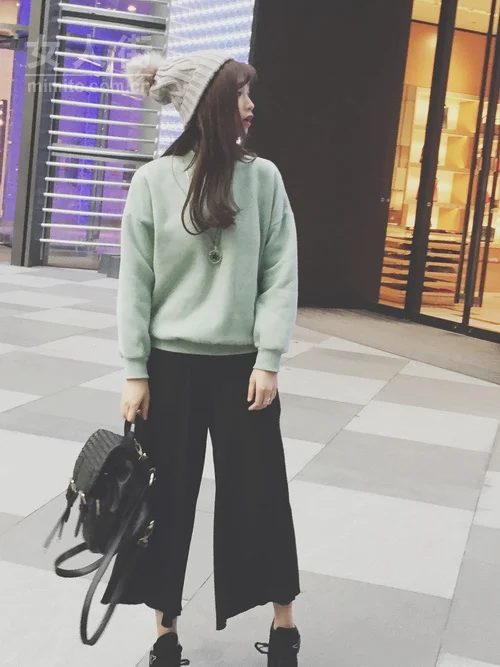 秋冬潮人必败九分阔腿裤搭配示范