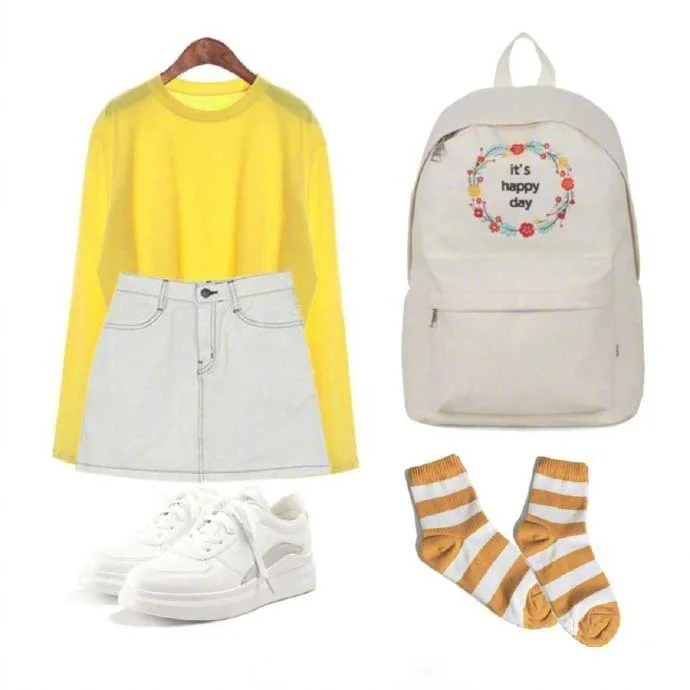 夏日女生穿搭:清纯减龄的白色牛仔短裙示范