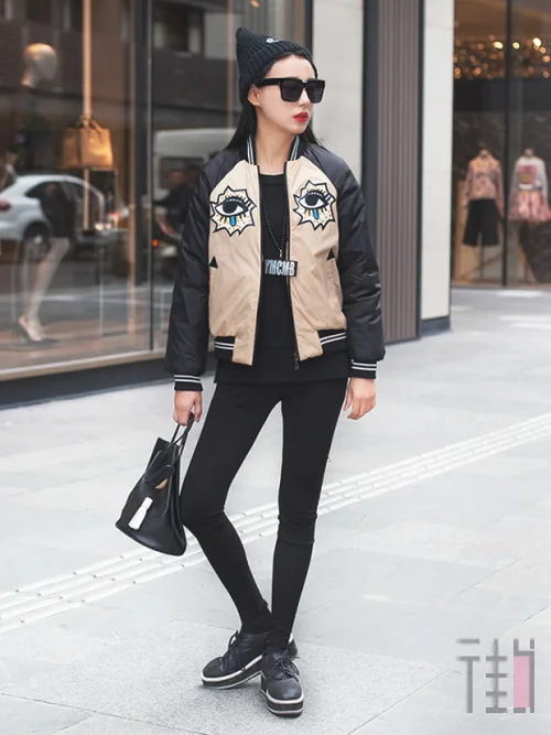 棒球服+小脚裤 春季女生帅气搭配造型