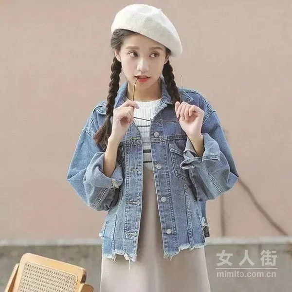 14款春装牛仔外套搭配，内搭T恤个性又时髦