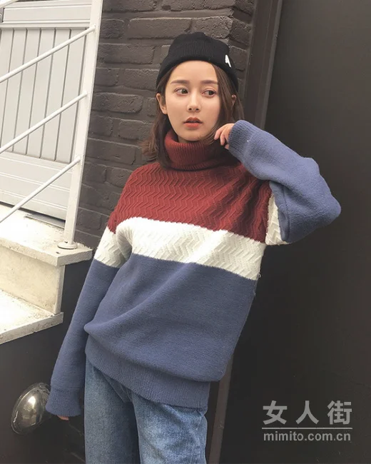 高领针织衫提气质，秀出你的美脖颈