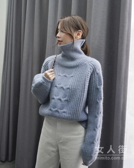 基础色调高领毛衣，有型又时髦一冬季