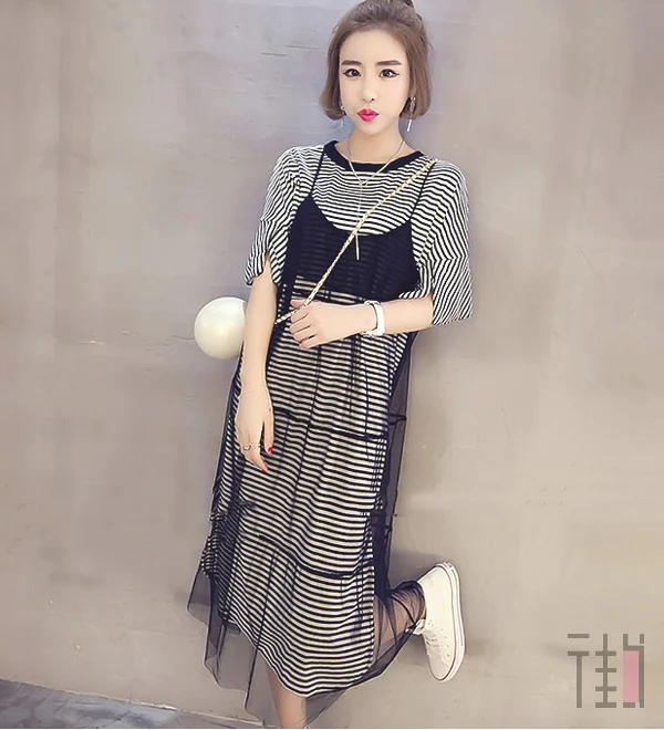 适合胸大女生穿的条纹连衣裙