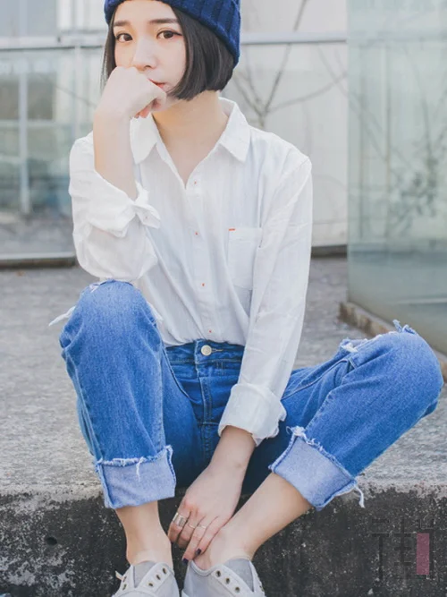 短上衣+高腰裤 小短腿显高的绝招