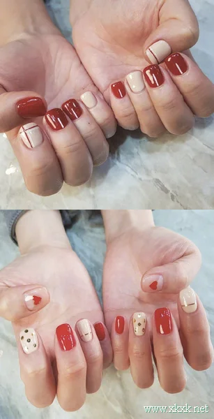 红色系美甲图片，显手白最佳美甲款式